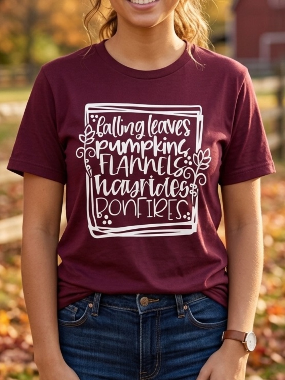 Burgundy with Fall Design NWOT